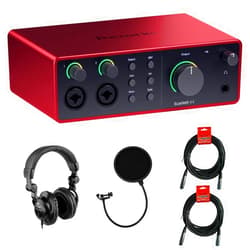 Kellards Focusrite Scarlett 4i4 USB-C Audio/MIDI Interface (4th Gen) Bundle with Polsen HPC-A30 Studio Monitor Headphones, Pop Filter and 2x XLR- XLR Cable