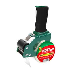 Duck Packing Tape Gun - Heavy Duty Clear Packaging Tape with Foam Handle Dispenser for Shipping, Mailing, Moving & Storage - Includes 1 Roll of HD Clear Tape, 1.88 In. x 50 Yd. (287398)