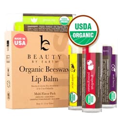 Beauty by Earth Organic Lip Balm Multi Flavor - 4 Pack Organic Gifts for Women, All Natural Lip Balm, Gift Set for Women, Lip Balm Hydrating Beauty Gifts, Small Birthday Gifts, Lip Moisturizer, Chapstick, Lip Care