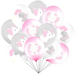 Aoriher 45 Pieces Elephant Balloon 12 Inch Baby Shower Elephant Balloon for Baby Boy Girl Gender Reveal Animal Themed Birthday Party Supplies Indoor Outdoor Decor(Pink, Gray, White)