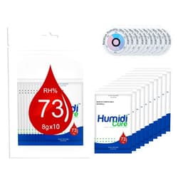 Humidi-Cure 73% Two-Way Humidity Control Packs,Includes Humidity Indicator Cards - Humidity Balancer Packet For Packaged Foods & Herbs Storage，(10 Packs,8g)