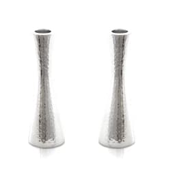 EMANUEL Yair Emanuel Modern Hammered Pillar Candle Holders | Shabbat Candlestick Holders | Minimal Tapered Design (6.9