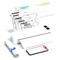 PokeLabel Upgraded M835 Inkless Printer, Portable Printers Wireless for Travel, 300DPI Compact Thermal Bluetooth Vehicles Mobile Printer for Android iOS Smartphone iPad Laptop, Letter/A4/4/3
