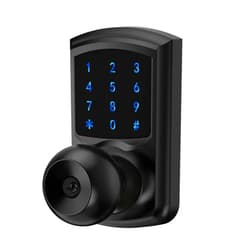 HIDALIFE Keyless Entry Door Lock with Code, Keypad Door Lock with Handle, Touchscreen Door Knob with Keypad, Electronic Door Lock for Front Door Garage Bedroom Home, Auto-Lock, Matte Black