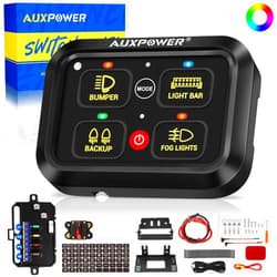 Auxpower 4 gang Switch Panel A24 with 3 Lighting Modes RGB Dimmable Switch Box Built-in Solid State Relays for Safe Protection Aluminum Switch Panel Easy Installation for Truck Boat Car RV ATV UTV