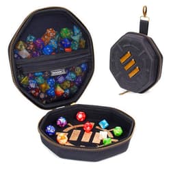 ENHANCE DND Dice Tray and Dice Case - DND Dice Holder for up to 150 D&D Dice with Rugged Hard Shell Exterior and Protective Soft Interior - Dice Rolling Tray Perfect for Game Night (Black)