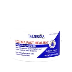TriDerma Fast Healing Eczema Cream – Colloidal Oatmeal & Aloe | Itch Relief & Moisturizer for Dry, Irritated Skin | Eczema & Rashes, No Fragrance, 8 oz jar | Sensitive Skin Moisturizer