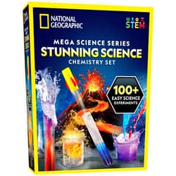 National Geographic Blue Marble National Geographic Stunning Chemistry Set - Mega Science Kit with 45 Easy Experiments- Make a Volcano and Launch a Rocket, STEM Projects for Kids Ages 8-12, Science Toys