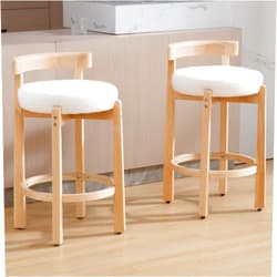 LukeAlon Sherpa Counter Stools Set of 2, Mid Century Upholstered 26.5