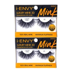 I•ENVY i-ENVY Luxury Mink Collection False Eyelashes 100% Real Mink Glamorous Eye Look Lashes Maximum Fluffiness 3D Multi-Curl Angle (2 Pack)