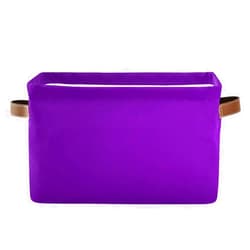 xigua Solid Purple Foldable Storage Basket for Shelves, Collapsible Sturdy Storage Bin with Handles, Canvas Storage Cube for Organizing Closet 1PCS