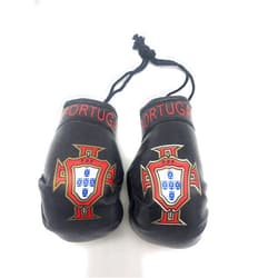 FQQF Red Hat Ent Hanging Car Mirror Mini Boxing Gloves (Portugal Black)
