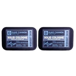 Duke Cannon Supply Co. Solid Cologne for Men Midnight Swim - Cold Water, Crisp Greens, Fresh Air - Concentrated Balm, Travel-Friendly Tin, 1.5 oz (1 unit) (Pack of 2)