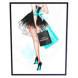 YELLOWBIRD ART & DESIGN Fashion Designer Wall Decor - Poster of Glamour Woman Wall Art - High Fashion design - Glam Decor - Decoration Picture print - Luxury Gift for Woman, Teen Girl - Turquoise Blue 8x10