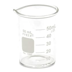 SEOH Pyrex Griffin Low Form 50mL Beaker Graduated Ea