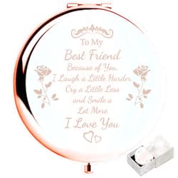 Boutikpro Friend Gift Compact Mirror, to My Best Friend Gorgeous Rose Gold Compact Mirror Unique Friendship Gift for Women Girls Sisters for Women BFF