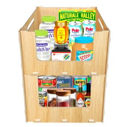 Skywin TidyFriend Stackable Storage Bins for Pantry Organizers and Storage (Wood) - 2 Pack Stackable Bins For Organizing Food, Kitchen, Bathroom Essentials, and Toy Storage Organizer
