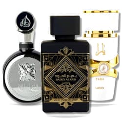 Lattafa Perfumes for Unisex 3 Piece Eau de Parfum Gift Set (Bade'e Al Oud Oud For Glory + Fakhar for Men + Yara Moi) 3.4 Ounce/100 ml each