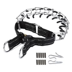 JIPIMON Pinch Collar for Dogs Adjustable Dog Training Collar with Comfortable Rubber Tip and Quick Release Buckle for Small Medium Large Dogs (Large, Black)