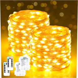 JMEXSUSS 2 Pack Fairy Lights Battery Operated with Remote, Total 400 LED 132ft Battery Powered String Lights, Twinkle Fairy Lights for Bedroom Indoor Outdoor Patio Tree Valentine Decor, Warm White