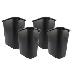 Rubbermaid Commercial Products 28QT/7 GAL Wastebasket Trash Container, for Home/Office/Under Desk, Black (FG295600BLA) (Pack of 4)