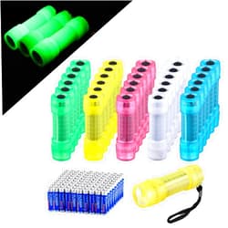KunHe 30 Pack Glow in Dark Flashlights Small Mini Flashlights for Kids Bulk flashlights with Batteries Included Best Gift for Kids Birthday Party Classroom Prizes Christmas Gifts Party Favors