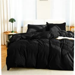 KINMEROOM Black Duvet Cover Set Twin/Twin XL, 2 Pieces, 1 Soft Bedding Duvet Cover 68×90 Inches with Zipper Closure 8 Ties and 1 Pillow Sham for Twin Size Bed (Black, Twin/TXL)