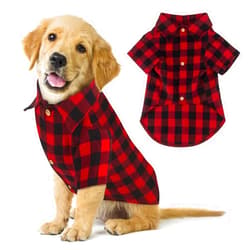 Jamktepat Plaid Dog Shirt Red Buffalo Dog Outfit Soft Casual Dog Clothes for Small Medium Large Dogs Puppy Cats Halloween Thanksgiving Christmas Costumes(S)