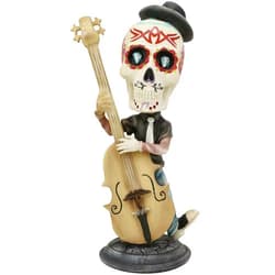 Ebros Gift Day of The Dead Skeleton Rock Band Bass Player Bassist with Black Hat Bobblehead Collectible Figurine 7