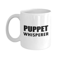 Art by Chelsydale Puppeteer Whisperer Coffee Mug Tea Cup - Funny Cute Gag Gifts Idea for Puppetry Puppet Marionette Marionettist Appreciation