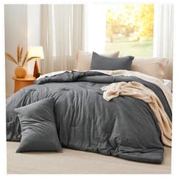 QuKan Bed, Cotton Comforter Set Queen Size - 100% Washed Cotton Comforter, Soft Bedding Compatible with All Seasons, 4 Pieces, MM-102