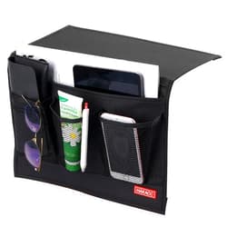 HAKACC Bedside Storage Organizer with Pockets，Bedside Caddy,Remote Control Holder Armchair Couch Caddy Sofa Armrest Bag，bed accessories,Black