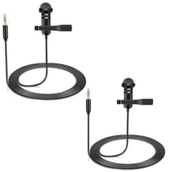 Weishan 2 Pack Lavalier Microphone Compatible with DJI Mic 2 & Rode Wireless Pro/Wireless GO 2 / II Transmitters - Omnidirectional Lav Lapel Wearable Mic for Vlog Interview Streaming Lectures Broadcasters