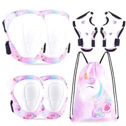 Bienbee Knee Pads for Kids, 7pcs Unicorn Kids Knee Pads and Elbow Pads Set Wrist Guards for Girls Boys Protective Gear Set with Bag for Roller Skating Inline Skates Skateboard Cycling
