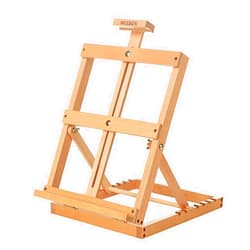 MEEDEN Heavy-Duty Tabletop Studio H-Frame Wooden Easel- Solid Beech Wood Adjustable Artists Desktop Wood Easel Table for Artist, Beginners & Teens- Holds Canvas Art up to 23