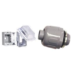 TAYMAC MKG420CS Nonmetallic Extra Duty Complete in-Use Cover 15 Amp WRTR Self Test GFCI Kit, 1-Gang, Clear/Gray & Southwire 1/2-in Liquid-Tight Connector