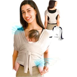 Konny Baby Carrier Flex AirMesh Premium Material - Adjustable, Easy to Wear and Wrap Baby Sling, Perfect for Newborn Babies Essentials up to 44 lbs, (M-4XL) - Beige