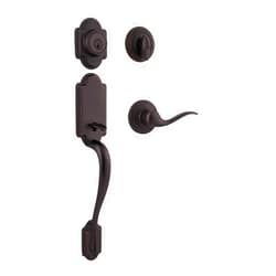 Kwikset Arlington Front Door Lock Handle and Deadbolt Set, Entry Handleset Exterior with Interior Reversible Lever, Venetian Bronze, Pick Resistant SmartKey Rekey Deadbolt Security, Requires 2 Holes