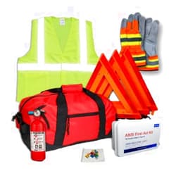 Safety and Trauma Supplies Hi-Viz All-in-One DOT OSHA Compliant Kit with Kidde 5 BC Fire Extinguisher Model FA5G