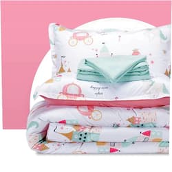 SLEEP ZONE Kids Twin Bedding Comforter Set - Super Cute & Soft Kids Bedding 5 Pieces Set with Comforter, Sheet, Pillowcase & Sham (Princess Castle)