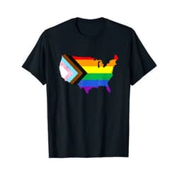 Progress Pride flag USA Equality Gay LGBTQ Pride Progress Pride flag USA LGBTQ Equality Gay Bi Pride July 4th T-Shirt