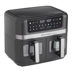 West Bend Air Fryer Dual Basket 10-Quart Capacity with Digital Controls View Windows and 15 Cooking Presets, Nonstick Frying Baskets, Dual Zone Features, 1600-Watts, Black