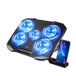 AIMIUZI Laptop Cooling Pad Laptop Cooler Stand, Laptop Fan Cooling Pad for 12-15.6 Inch Laptop Notebooks, 5 Quiet Fans, 5 Angle Adjustable Laptop Cooling Stand (Black)