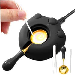 Vibedor Electric Wax Warmer, Seal Melter Black Electric Wax Seal Kit with Spoon, Tweezer and Stir Stick for Melting Beads and DIY