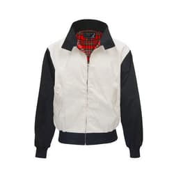 Spirit of England Mens Classic Harrington Style Jacket Knightsbridge Two Tone Black Beige Tartan Lined