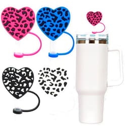 Zoranala Straw Cover for Stanley 40oz 30oz Tumbler,Leopard Heart Straw Toppers,Cute Cup Accessories for Stanley Yeti Simply Modern Tumbler Straw Covers for Stanley Decorations Birthday Mothers Day Gifts