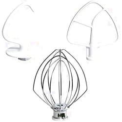 Funmit Mixers Accessories K45WW Wire Whip K45DH Dough Hook K45B Coated Flat Blade Paddle with Scraper Replacement for Kitchen Tilt-Head Aid Stand Mixer Attachments- Stainless Steel