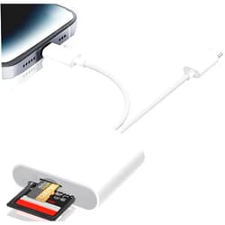 Luonanava SD Card Reader for iPhone, iPad, USB C & Lightning Dual Connector Digital Camera Adapter to iPhone, High-Speed Trail Camera Memory Card Viewer, Support SD/Micro SD Cards, Plug and Play
