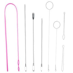 SINSETU Drawstring Threader Tool Set, Stainless Steel Sewing Loop Turner Hooks with Latch, Flexible Drawstring Threader, Easy Rope Threader Clips for Jackets Coats Pants Hoodies Sweaters (8 Pack)