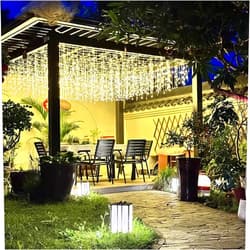 ZIMINGU Icicle Lights Outdoor, 32.8 FT 400 LED 8 Modes Christmas String Fairy Lights with 80 Drops, Twinkle Waterproof Connectable for Roof Balcony Business Park Decor, Warm White, 10M